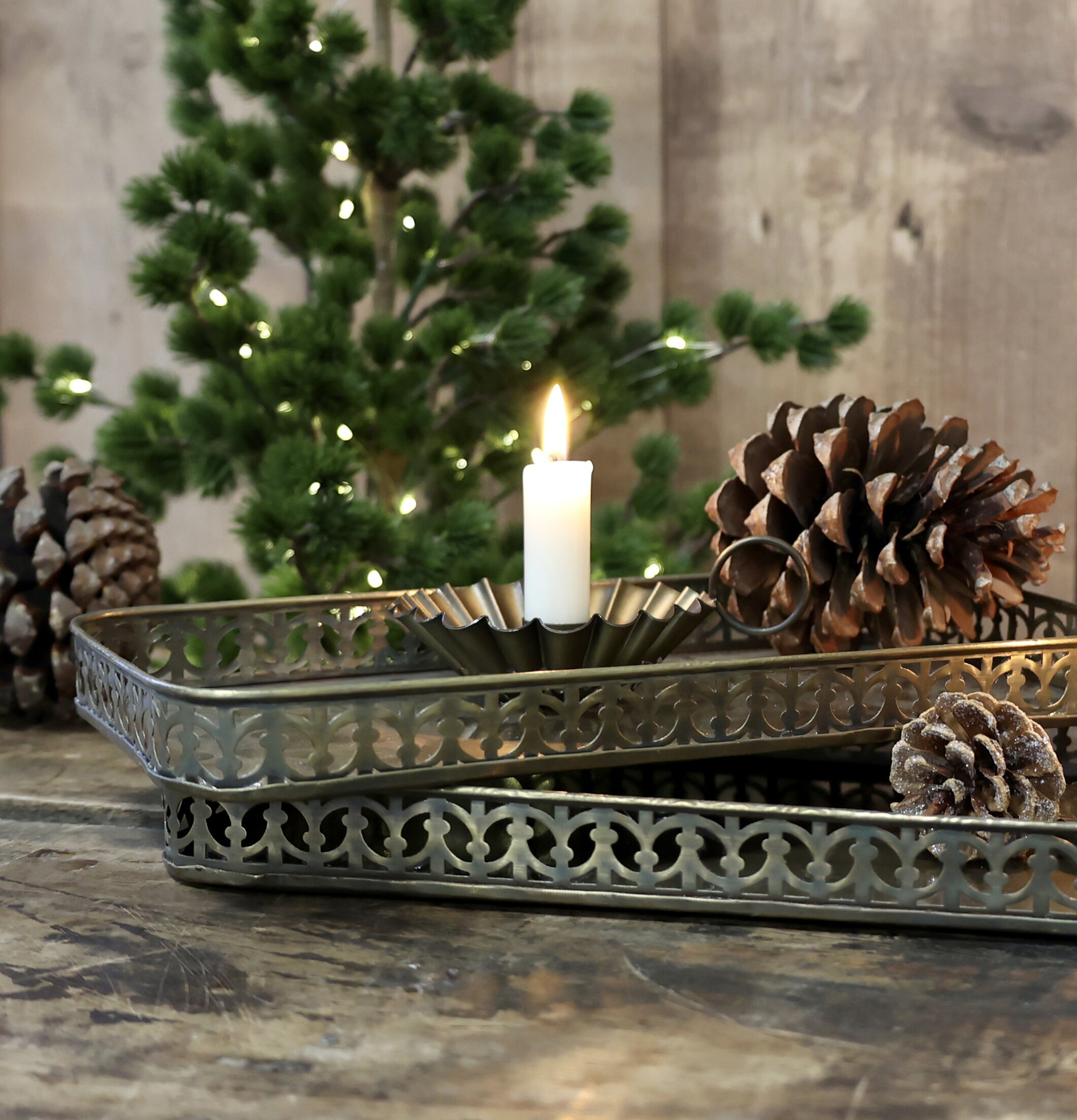 Fat Med Mönster Set/2 Antik Mässing från Chic Antique