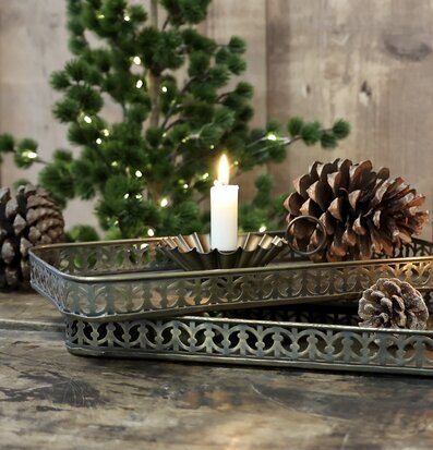 Fat Med Mönster Set/2 Antik Mässing från Chic Antique