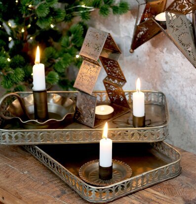 Fat Med Mönster Set/2 Antik Mässing från Chic Antique