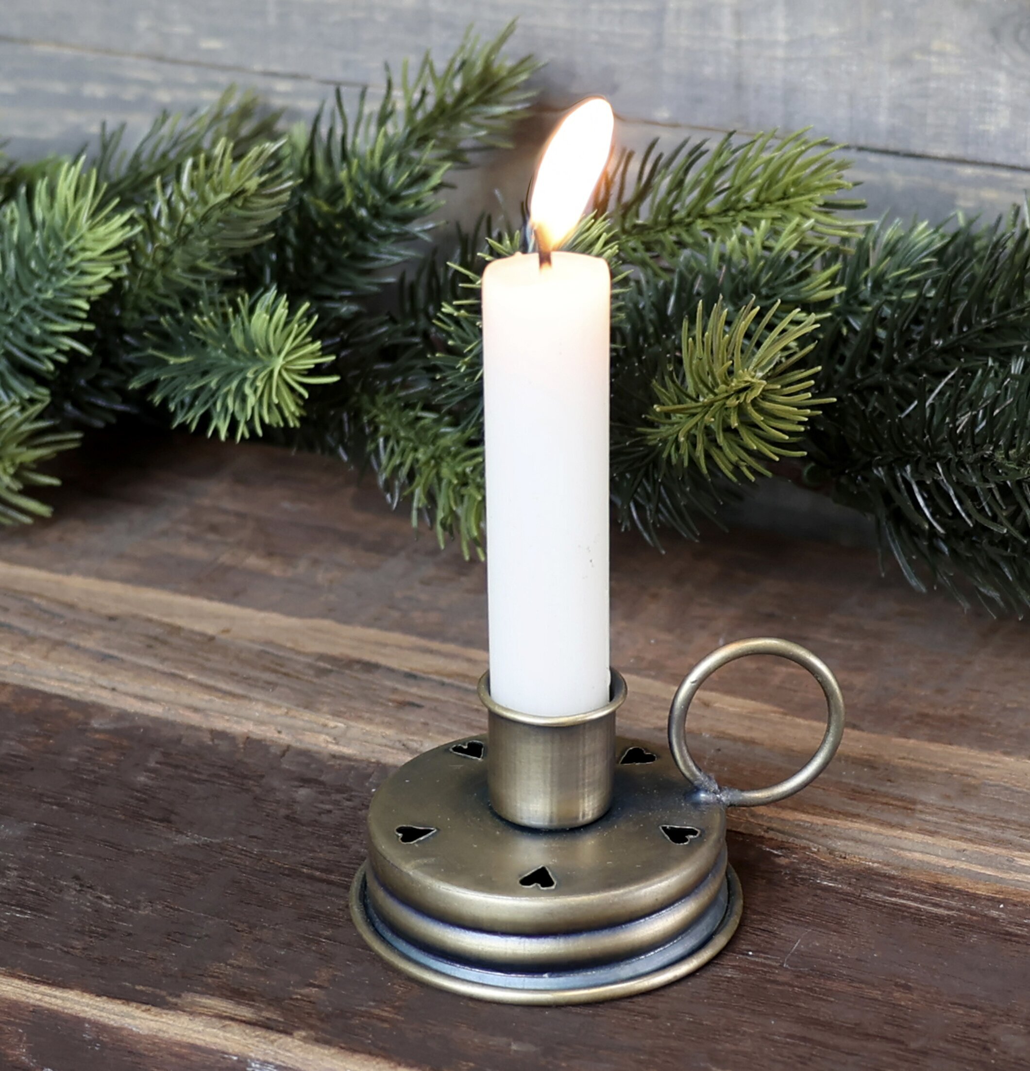 Kammarljusstake Hjärta Antik Mässing från Chic Antique