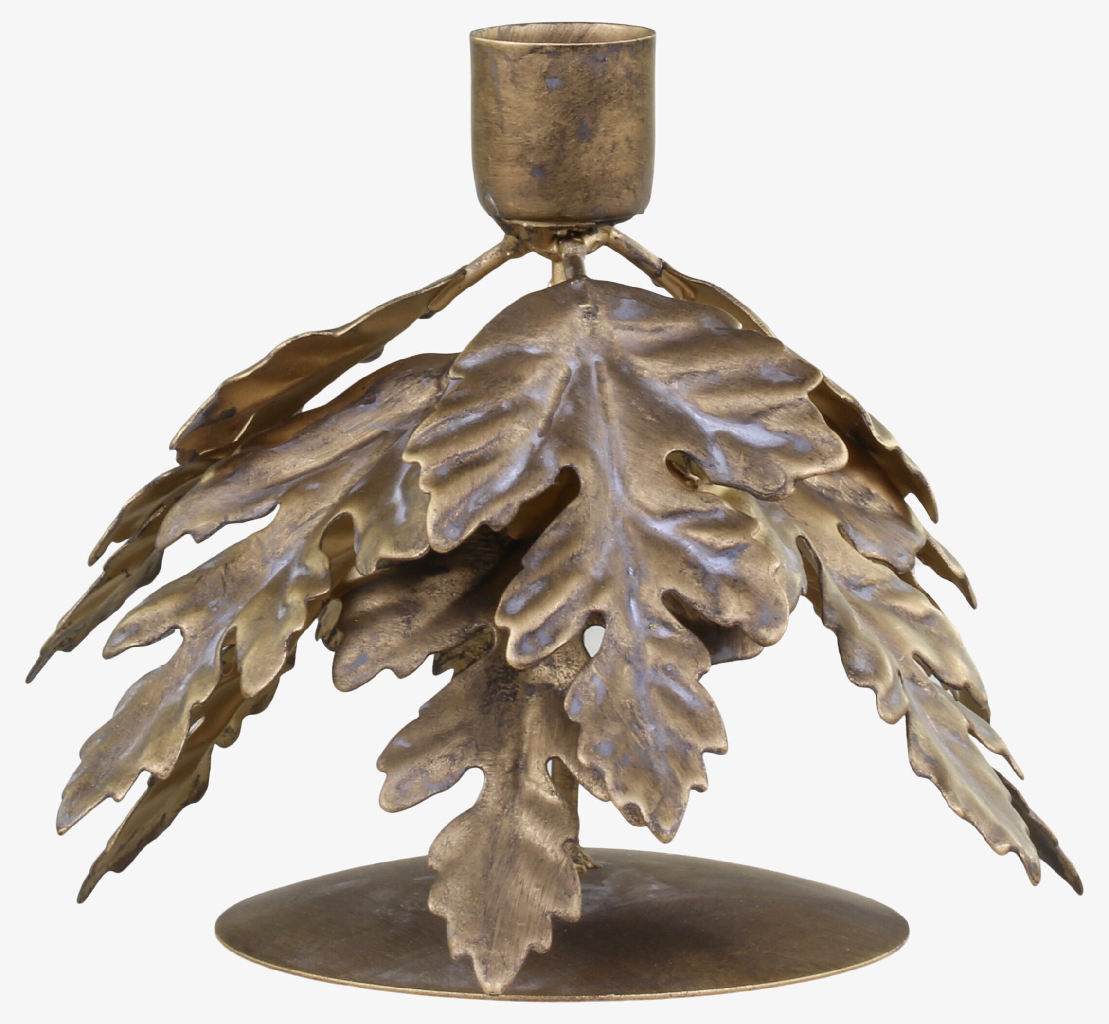 Ljusstake Blad Antik Mässing från Chic Antique med bladverk