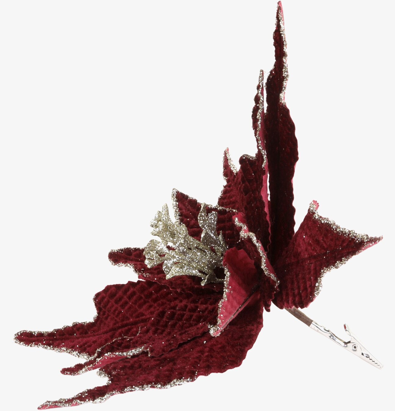 Julblomma Med Clip Mörkröd Ø25cm från Chic Antique