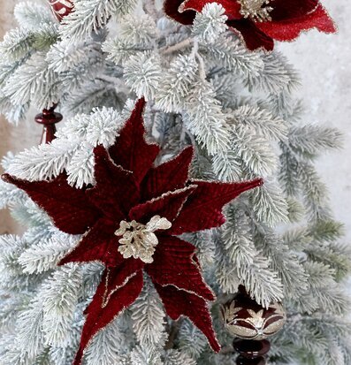 Julblomma Med Clip Mörkröd Ø25cm från Chic Antique i julgran