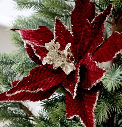 Julblomma Med Clip Mörkröd Ø25cm från Chic Antique i gran