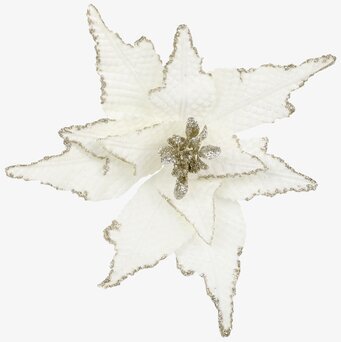 Julblomma Med Clip Vit Ø25cm från Chic Antique, elegant detalj