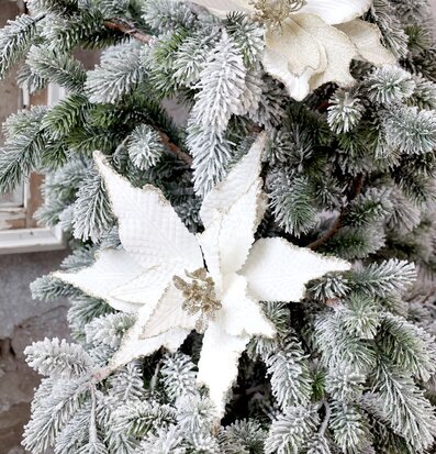 Julblomma Med Clip Vit Ø25cm från Chic Antique i frostad gran