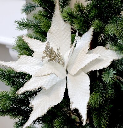 Julblomma Med Clip Vit Ø25cm från Chic Antique i gran