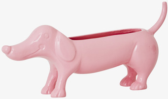 Blomkruka Tax från Rice i rosa keramik, formad som en tax