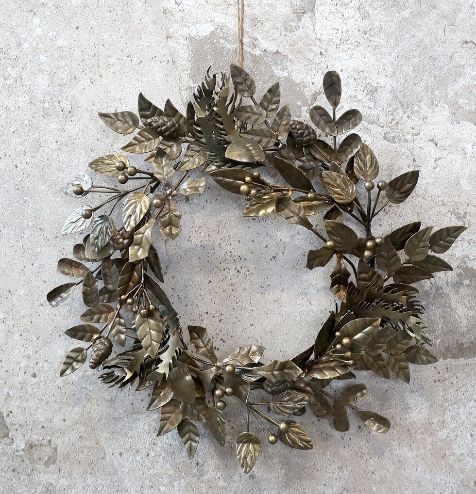 Krans Blad/Kottar Antik Mässing från Chic Antique