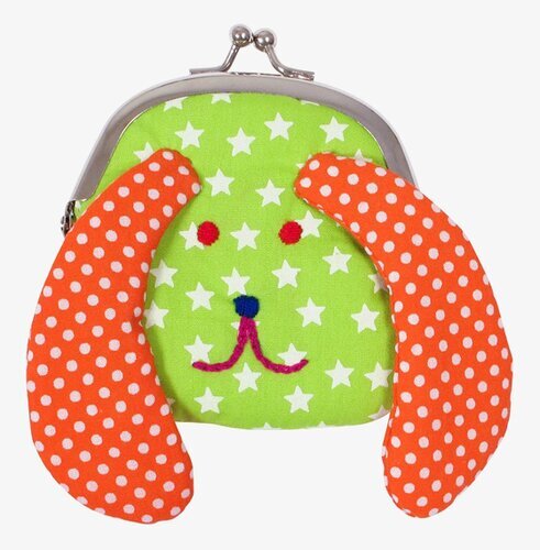 Börs Hund från Rice med färgglad design och broderat ansikte