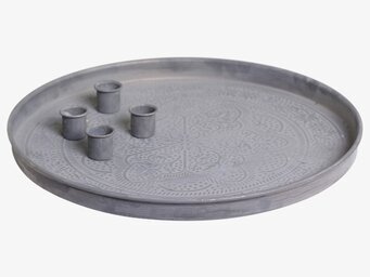 Adventsbricka Antik Zink från Chic Antique med ljushållare