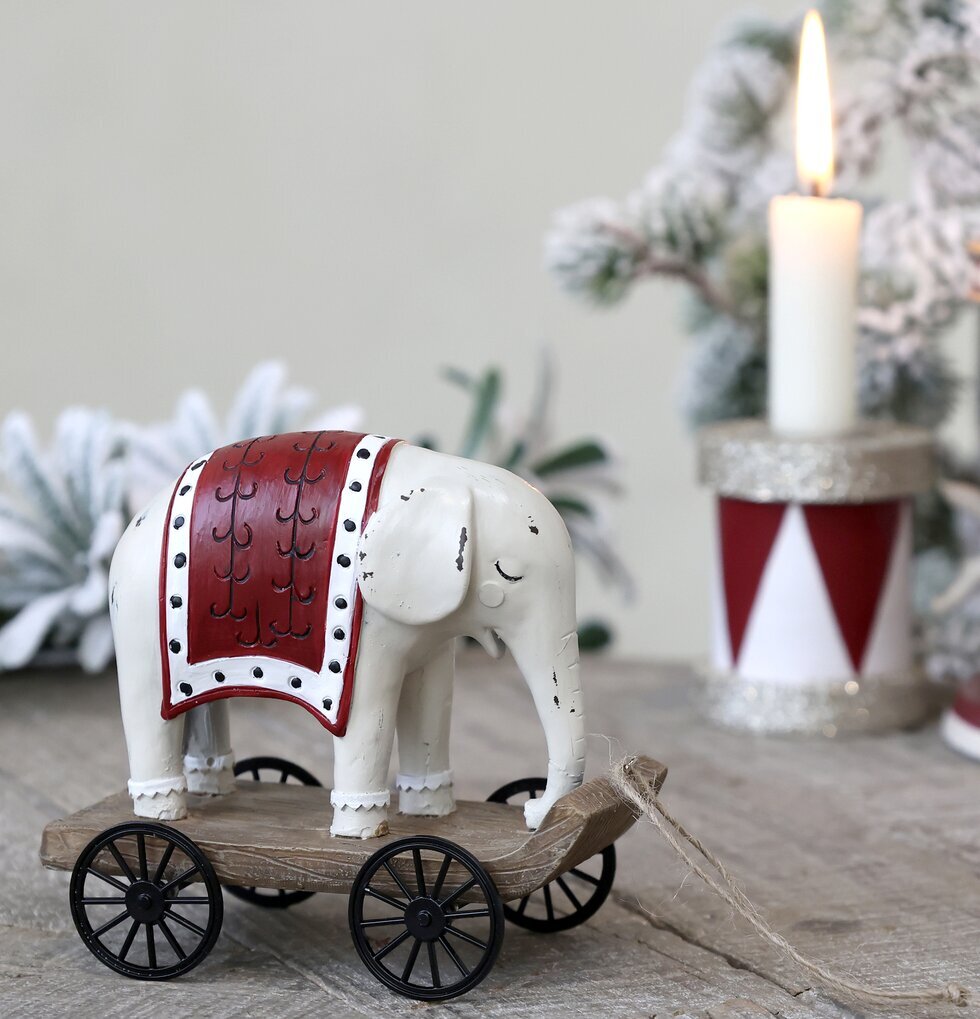 Vintage Elefant Antik Creme från Chic Antique med röd sadel