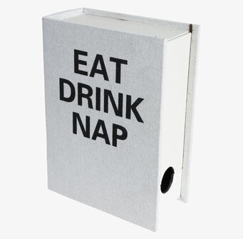 Vinbox Beige - Eat, Drink, Nap från Silkflower i beige tyg