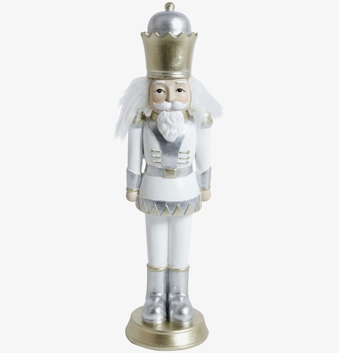 Nötknäppare Vit 17Cm från Silkflower, vit och silverfärgad