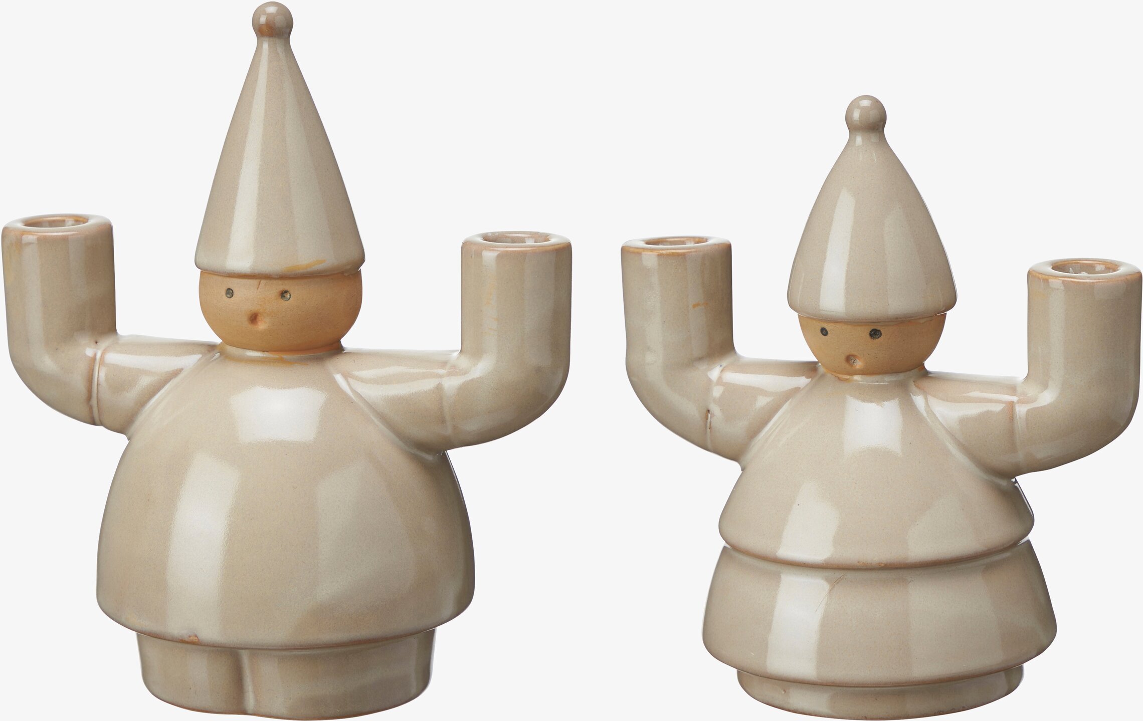 Ljusstake Tomte Julius Beige från Wikholm Form, två figurer