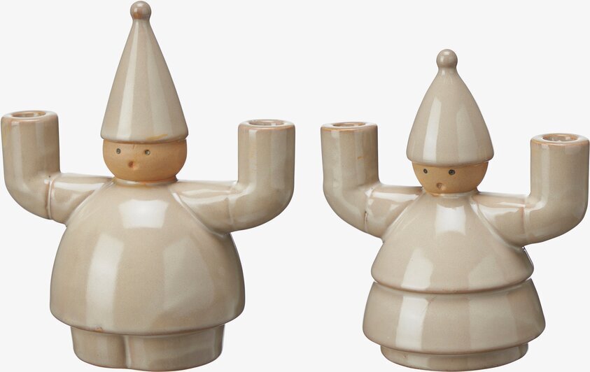 Ljusstake Tomte Julius Beige från Wikholm Form, två figurer