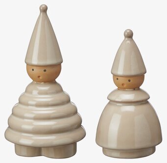 Tomte Julius Beige Set/2 från Wikholm Form i keramik