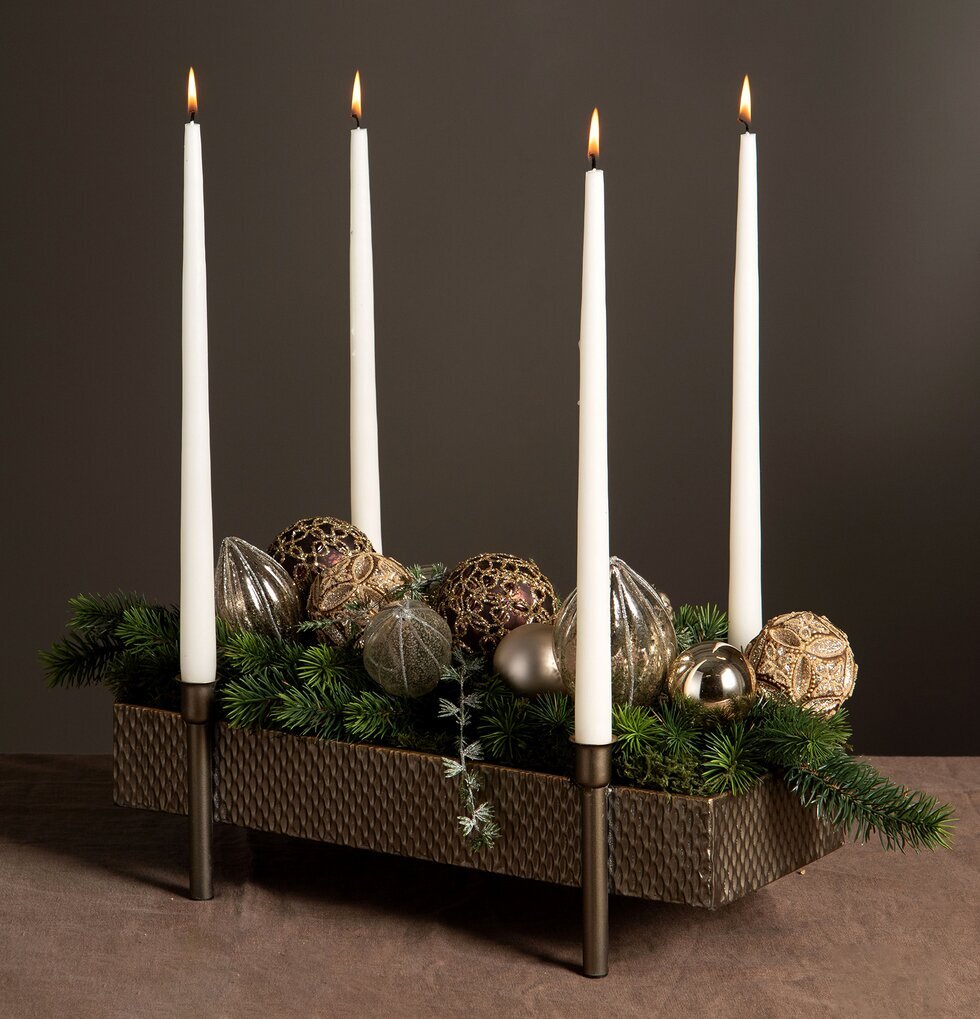 Ljusstake Box Antik Mässing från A Lot Decoration med julpynt