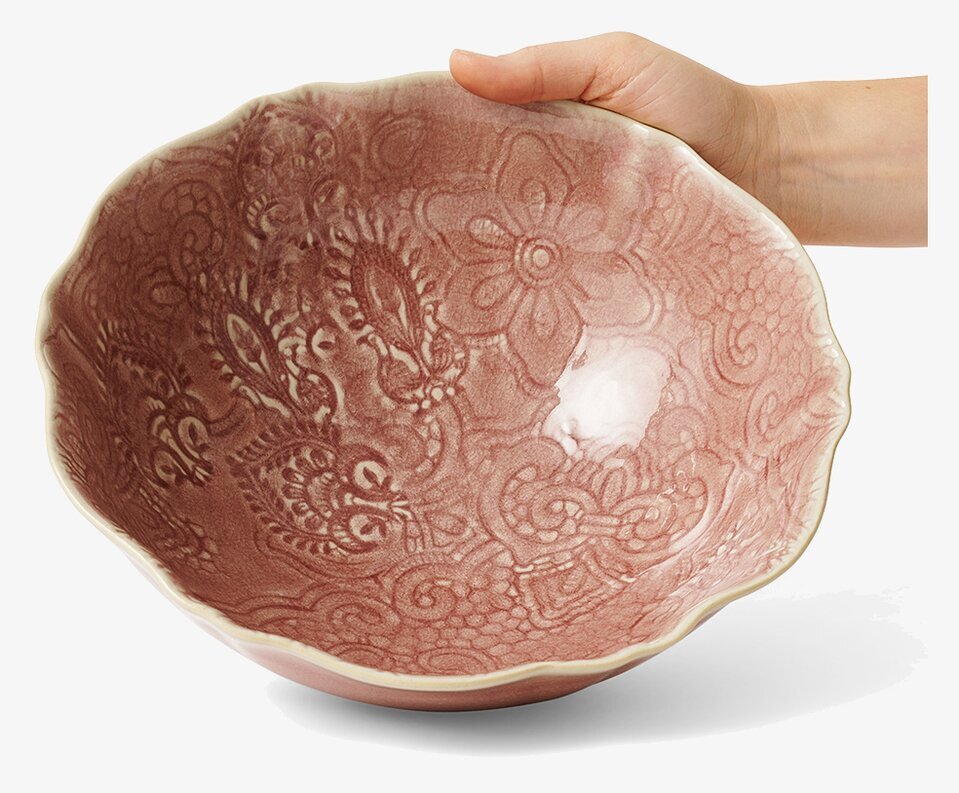 Skål Arabesque Old Rose Ø26 cm från Sthål i reliefmönster