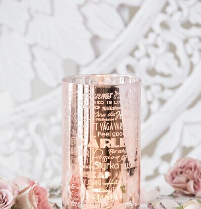 Love Rosé Hög - Majas Cottage, elegant roséfärgad ljuslykta