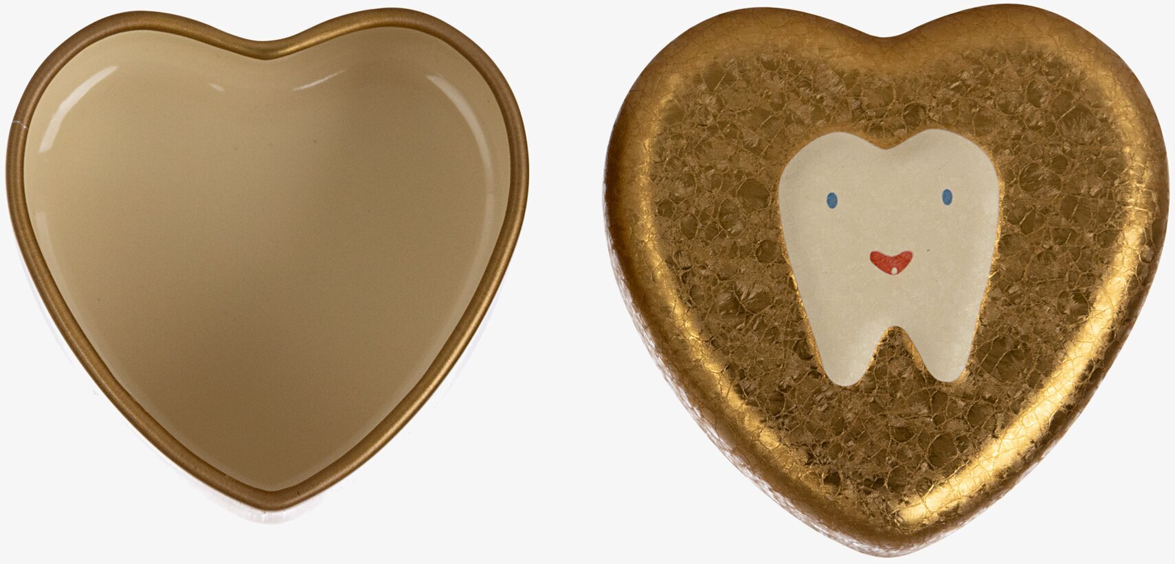 Plåtburk My Tooth Box Gold från Maileg, hjärtformad burk