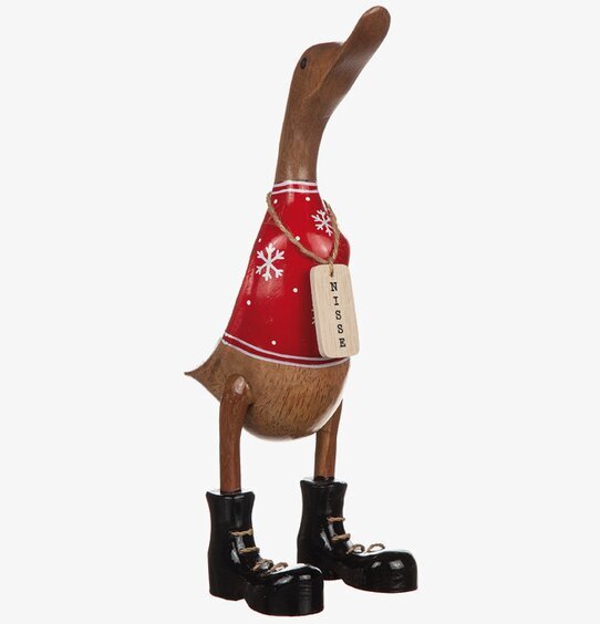 Anka Nisse Bambu från Different Design i röd tröja och stövlar