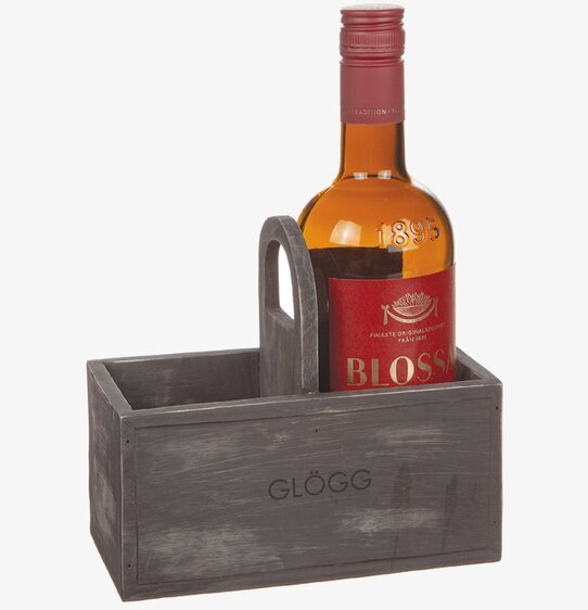 Trälåda Glögg Grå från Different Design med Blossa-flaska