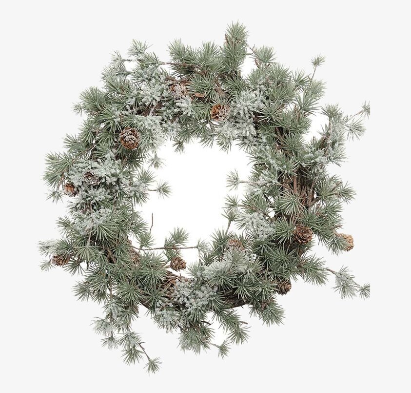 Lärkkrans Ø45 cm från Mr Plant med snöeffekt och kottar