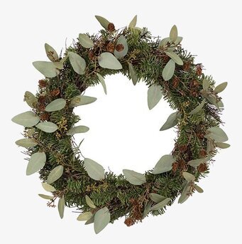 Granriskrans Ø45 cm från Mr Plant med grenar och kottar