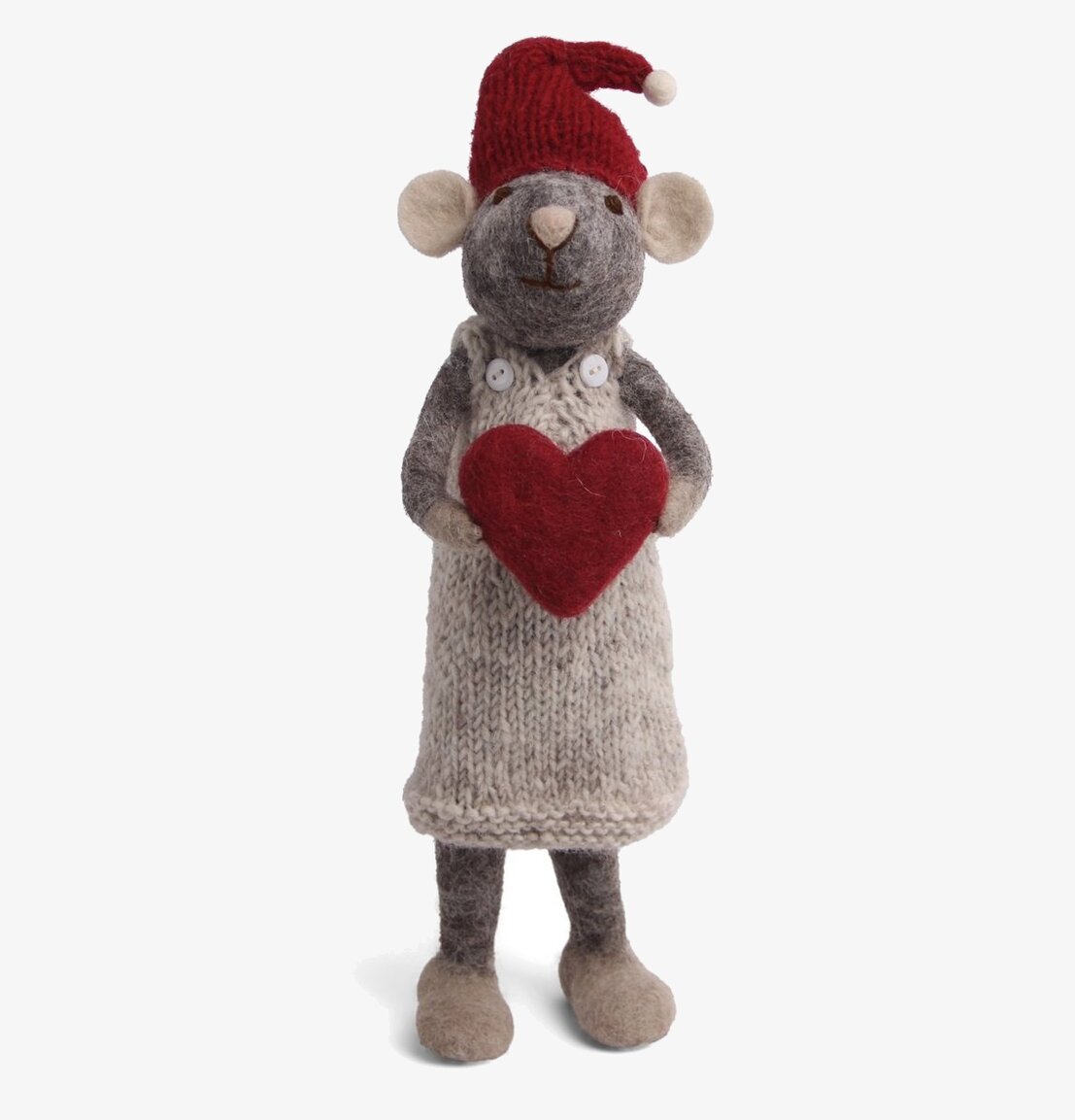 Gry & Sif - Julmus Grå 27cm, handgjord juldekoration i filt