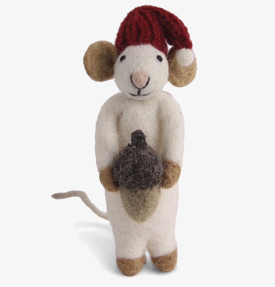 Gry & Sif - Julmus Vit Ekollon med tomteluva och ekollon