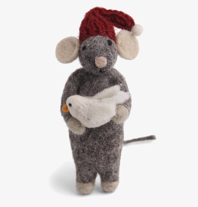Gry & Sif - Julmus Grå Duva: handgjord julprydnad i ull