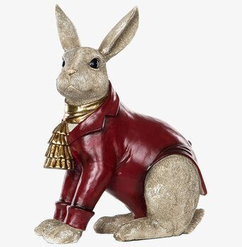 Kanin Röd Poly från A Lot Decoration i röd jacka och halsduk