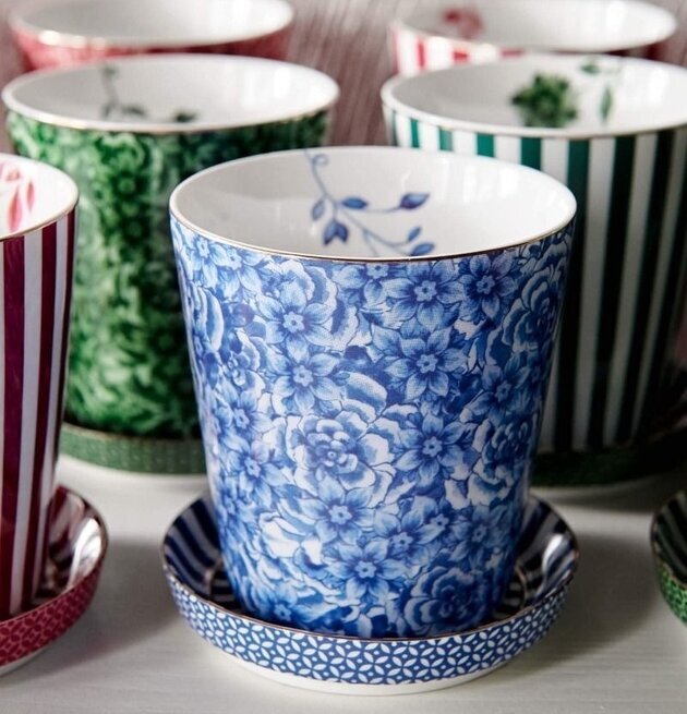 Royal Flower Mugg & Fat Blå - PiP Studio, elegant porslinset