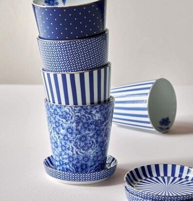 Royal Tiles Mugg & Fat Blå - PiP Studio, blått porslin