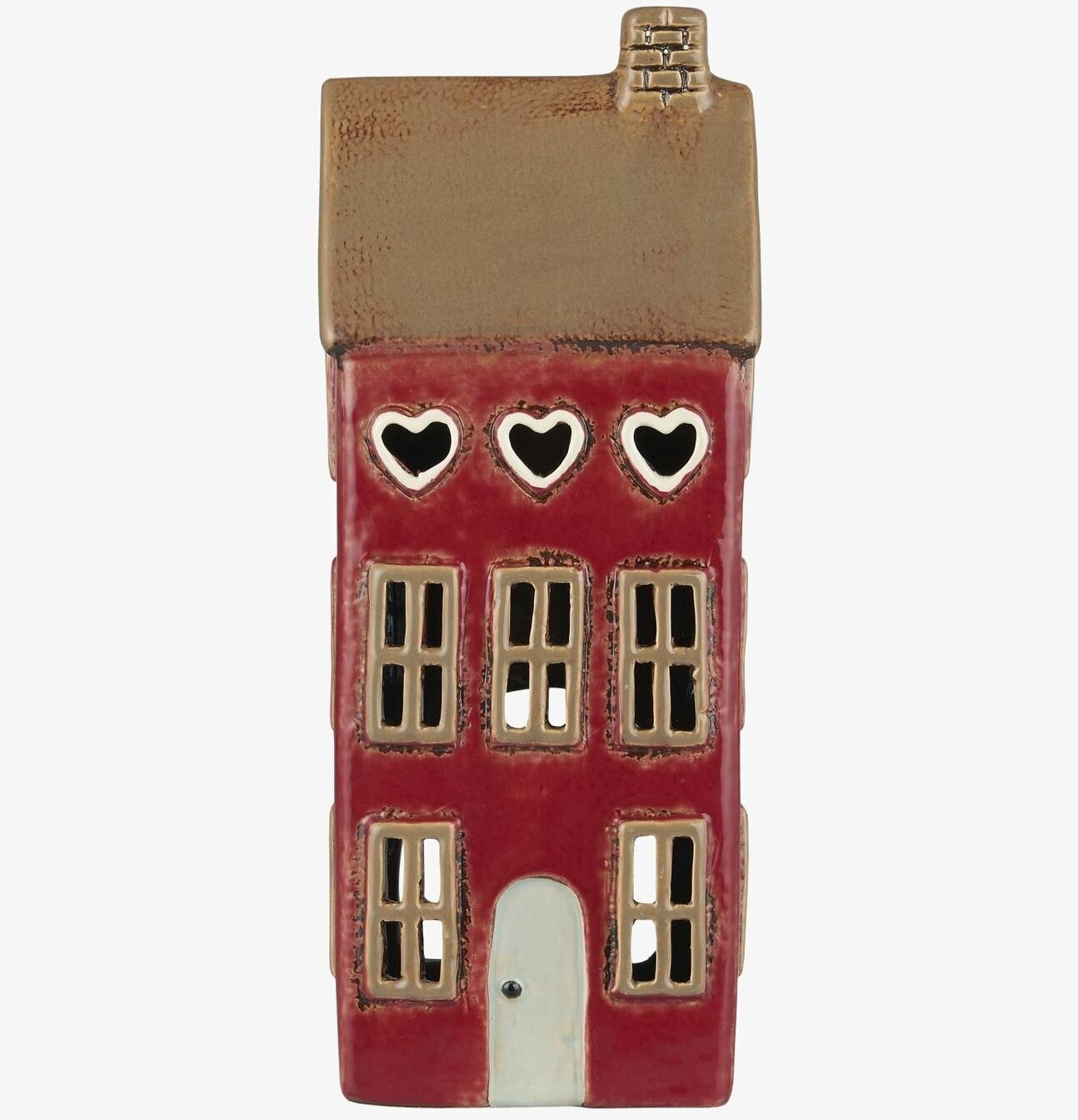 Ljuslykta Hus Hjärtan Röd från IB Laursen i keramik