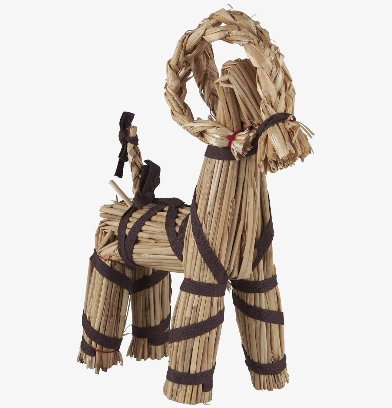 Julbock Brunt Band Mellan från IB Laursen, handgjord av halm