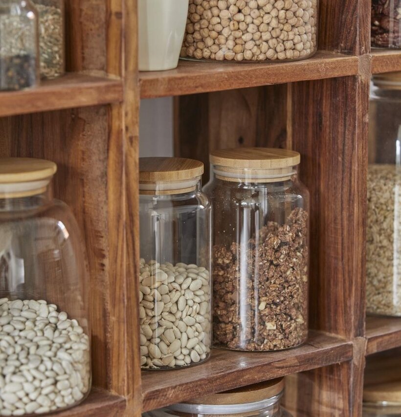 Glasburk Bambu Liten från IB Laursen på en hylla i köket