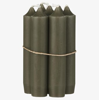 Stearinljus Olivgrön från IB Laursen, paket med sex ljus