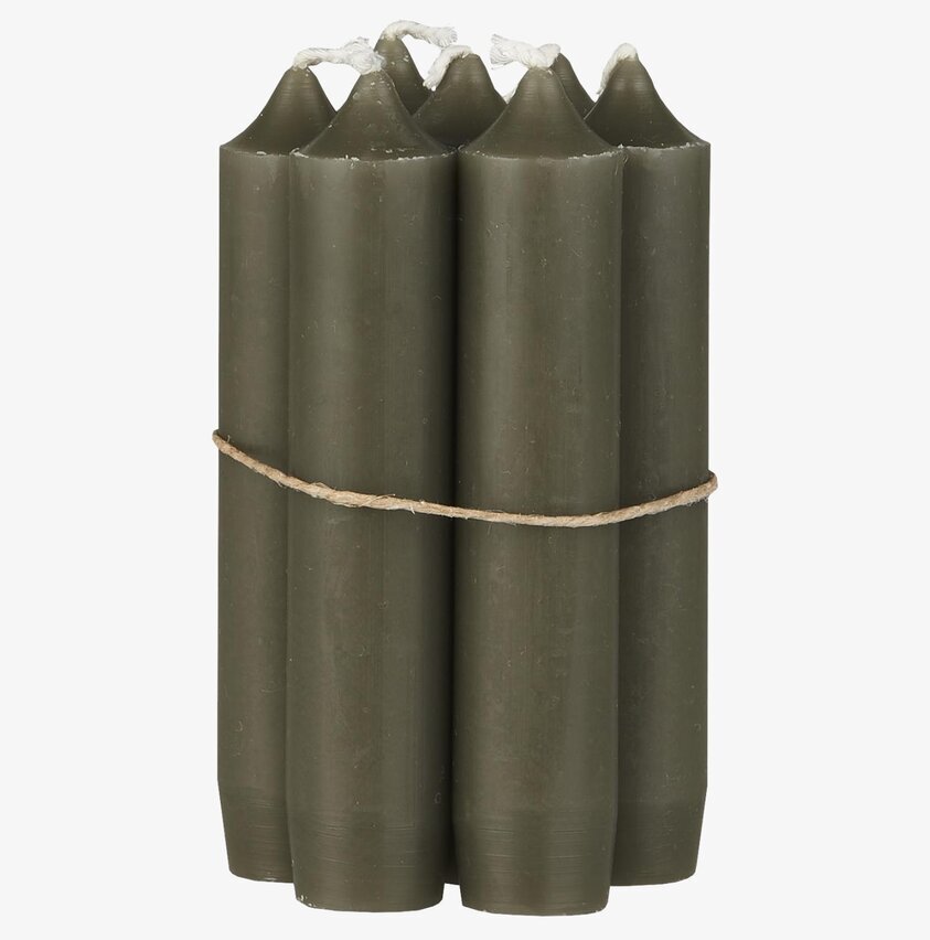Stearinljus Olivgrön från IB Laursen, paket med sex ljus