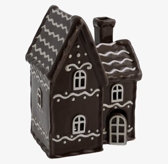 Bild av charmig ljuslykta som liknar pepparkakshus