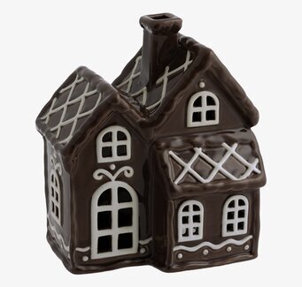 Bild av charmig ljuslykta i form av pepparkakshus