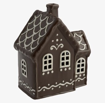 Bild av ljuslykta som pepparkakshus med detaljer