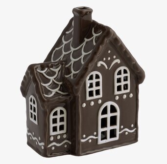 Bild av charmig ljuslykta i form av pepparkakshus