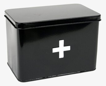 Medicinlåda Svart från Interstil med vitt kors på framsidan