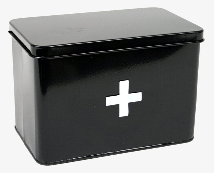 Medicinlåda Svart från Interstil med vitt kors på framsidan