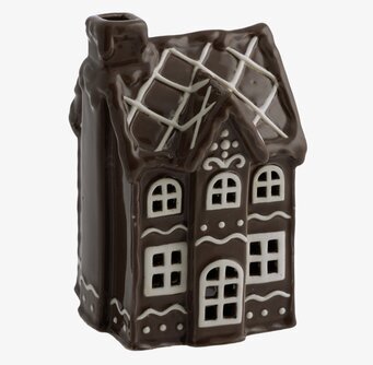 Bild av dekorativt pepparkakshus ljuslykta i keramik