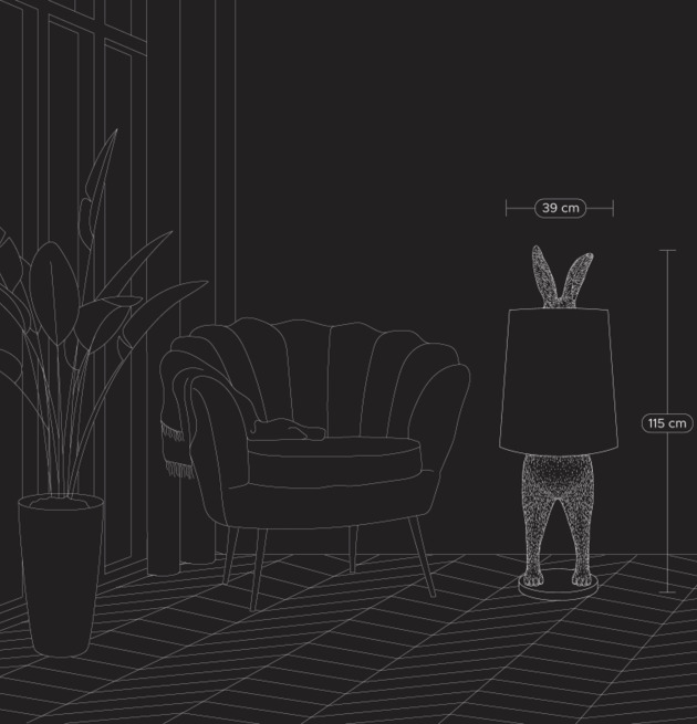 Golvlampa Hiding Rabbit Silver/Svart från Werner Voss i hörna