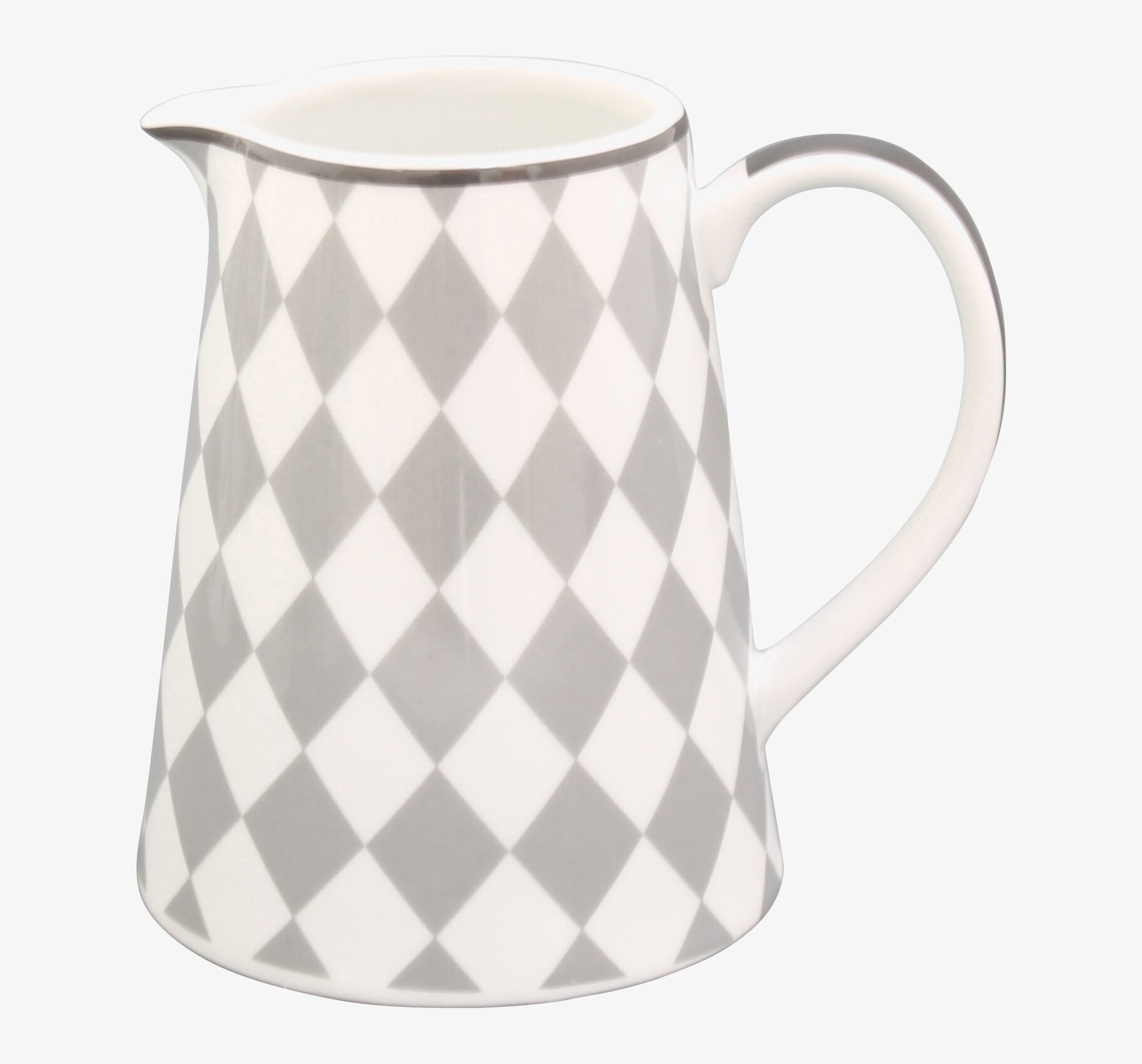 Mjölkkanna Harlekin Light Grey från Krasilnikoff i porslin