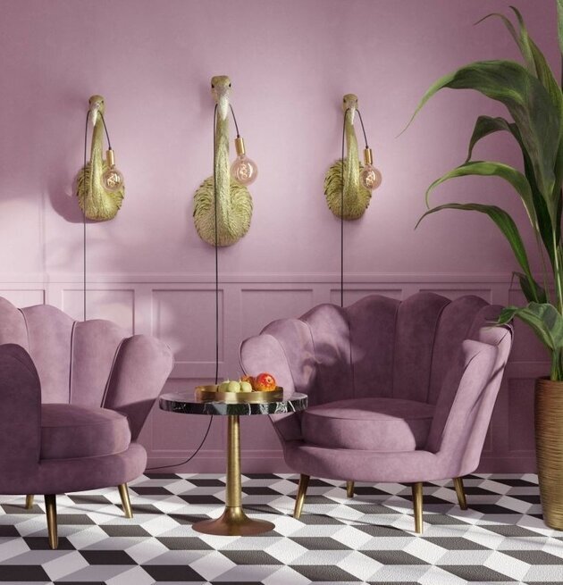 Vägglampa Flamingo Tiffany Guld från Werner Voss i rum